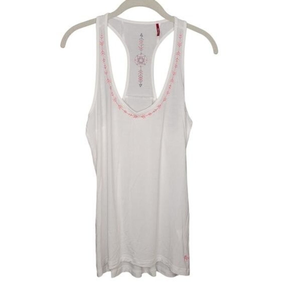 Alp N Rock Tank Top Womens Size XS White Racerback Embroidered Yoga Gym Workout‎